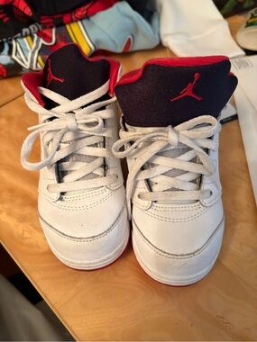 Jordan Kids White and Red Sneakers